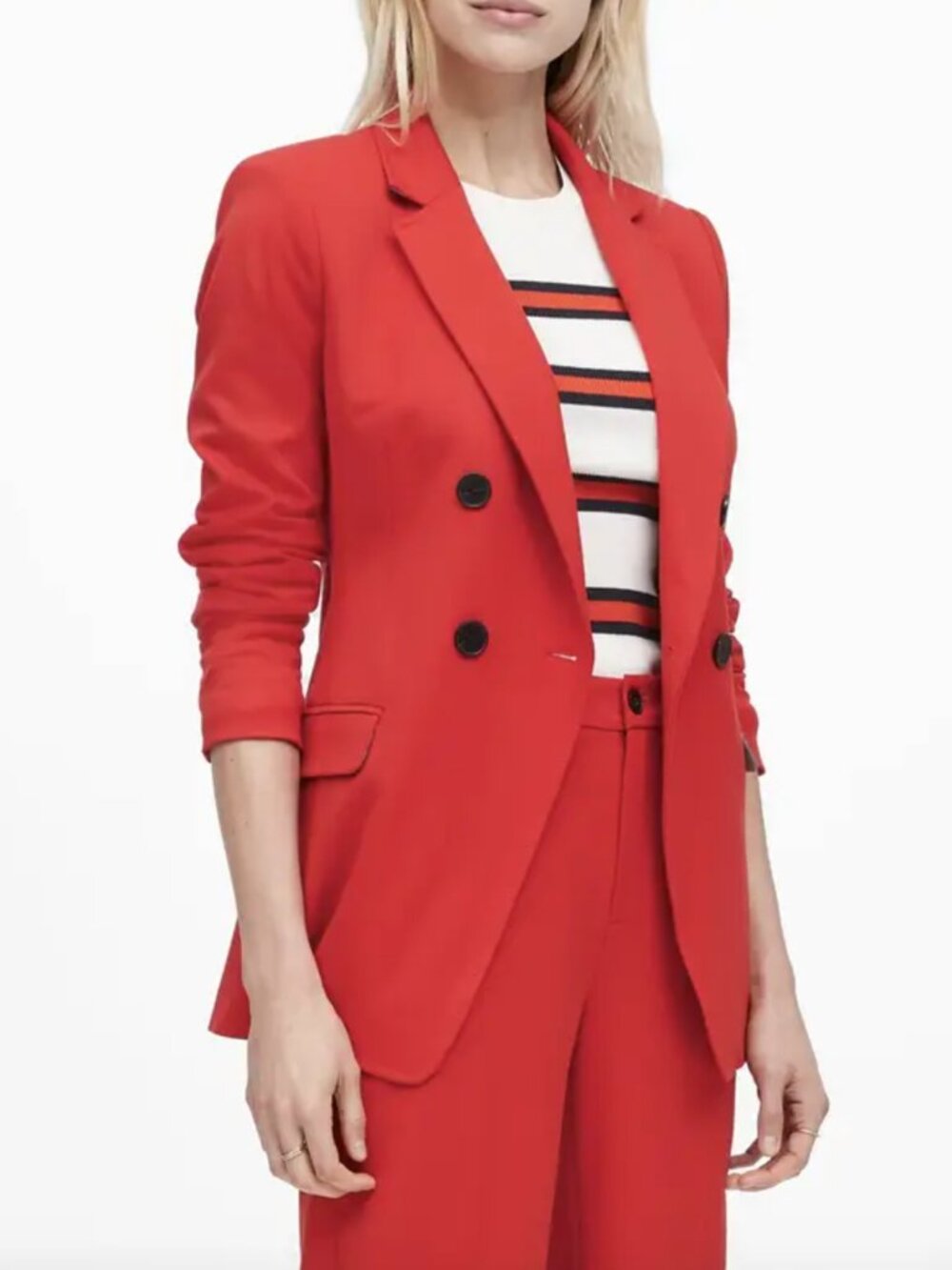 Banana Republic Red Double-Breasted Blazer